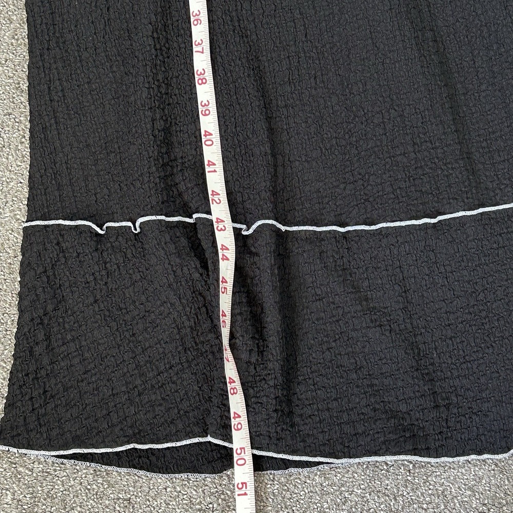 See You Monday Women's LARGE Black Contrast Trim Midi Dress Spaghetti Strap EUC - Picture 9 of 11